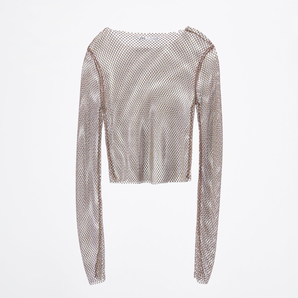 Zara SHIMMER MESH CROP TOP